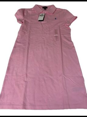 NEW Polo Ralph Lauren Little Girls Dress Size Large 12-14 Core Replen Pink Blue